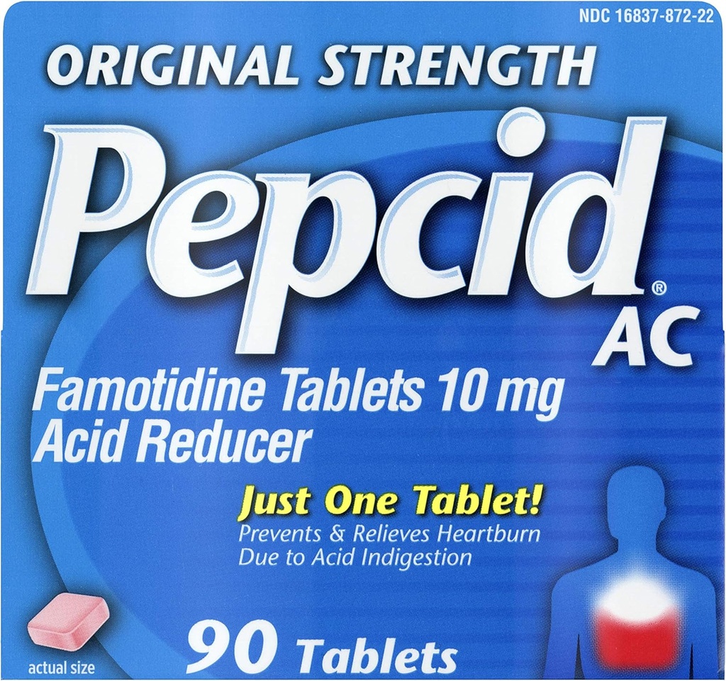 Pepcid AC Original Strength, 10 mg Famotidin für Heartburn Prevention & Relief, 90 ct