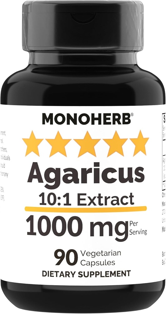 MONOHERB Agaricus Pilzextrakt 1000 mg - 90 Vegetarische Kapseln