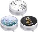 3 Pack Pille Box, Kleine Pille Fall für Geldbeutel & Tasche, niedliche Reise Medizin Organizer, Tragbare Medizin Container Halter, Vitamine, Medikamente, Fischöl & Beilage, Schmetterling