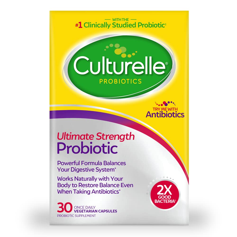 Culturelle Ultimate Strength Probiotico per gli uomini e le donne, La maggior parte clinicamente ha studiato Strain Probiotico, 20 miliardi di CFU, Supporta Diarrea Occasionale, Gas & Bloating, Non OGM, 30 Conte