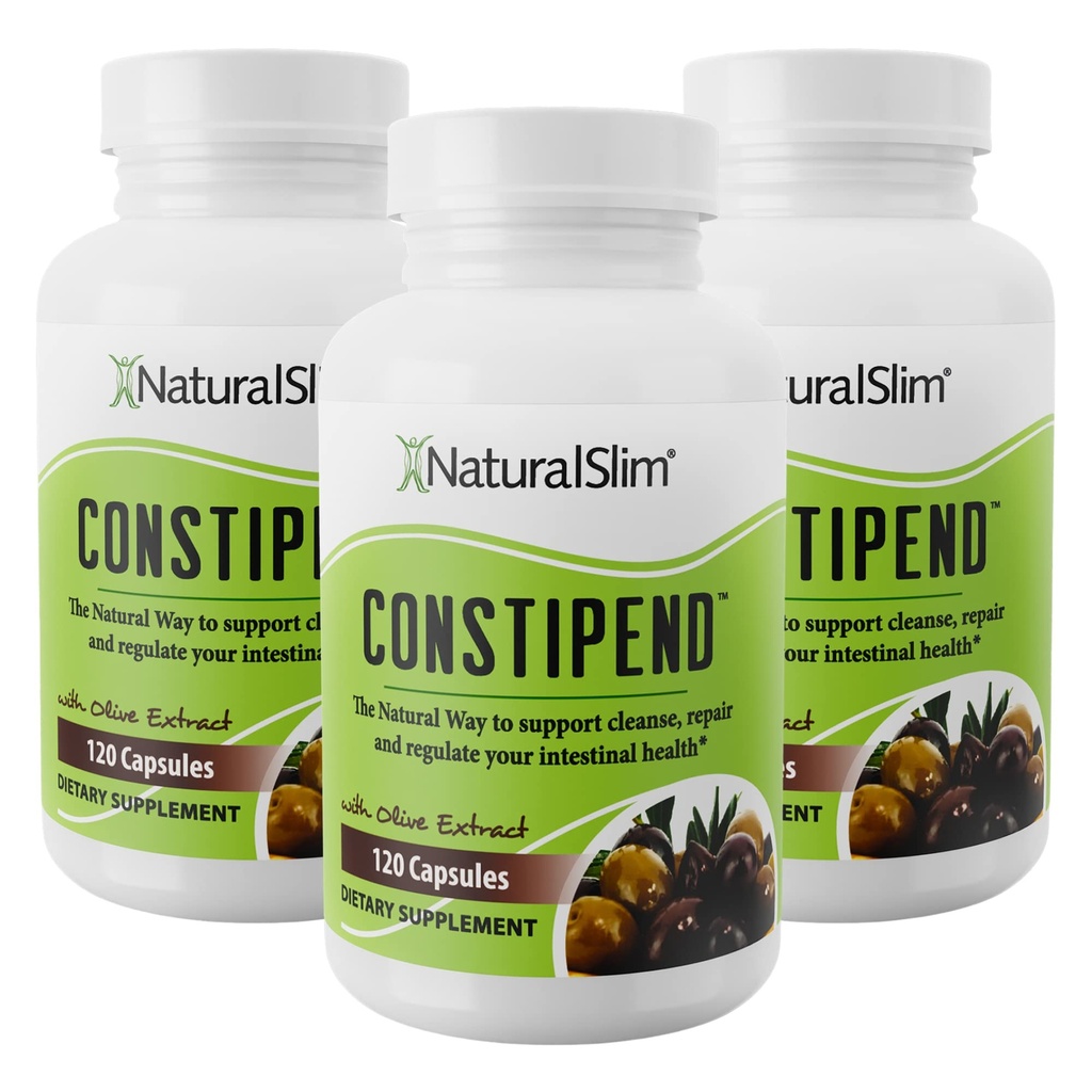Naturalslim Magnesium Oxide - Costipend for Constipation Relief, Colon Cleanser & Stool Softeners for Women & Men with Magnesium Citrate, Aspartate, & Olive Extract - 120 Capsule vegetali 3 Pack