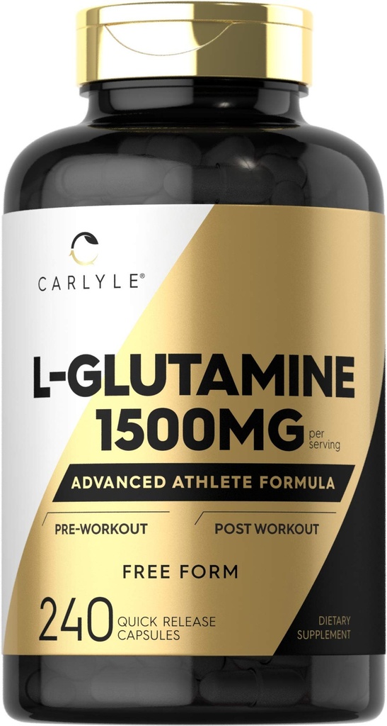 Carlyle L Glutamine Capsule | 1500mg | 240 Count | Advanced Athlete Formula | Pre e Post Workout | Non OGM, Gluten Free Supplement