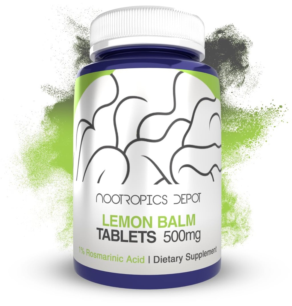 Nootropics Depot Zitronen Balsam Extrakt Tabletten | 500mg | 120 Count | 10:1 Wasser Ethanol Extrakt