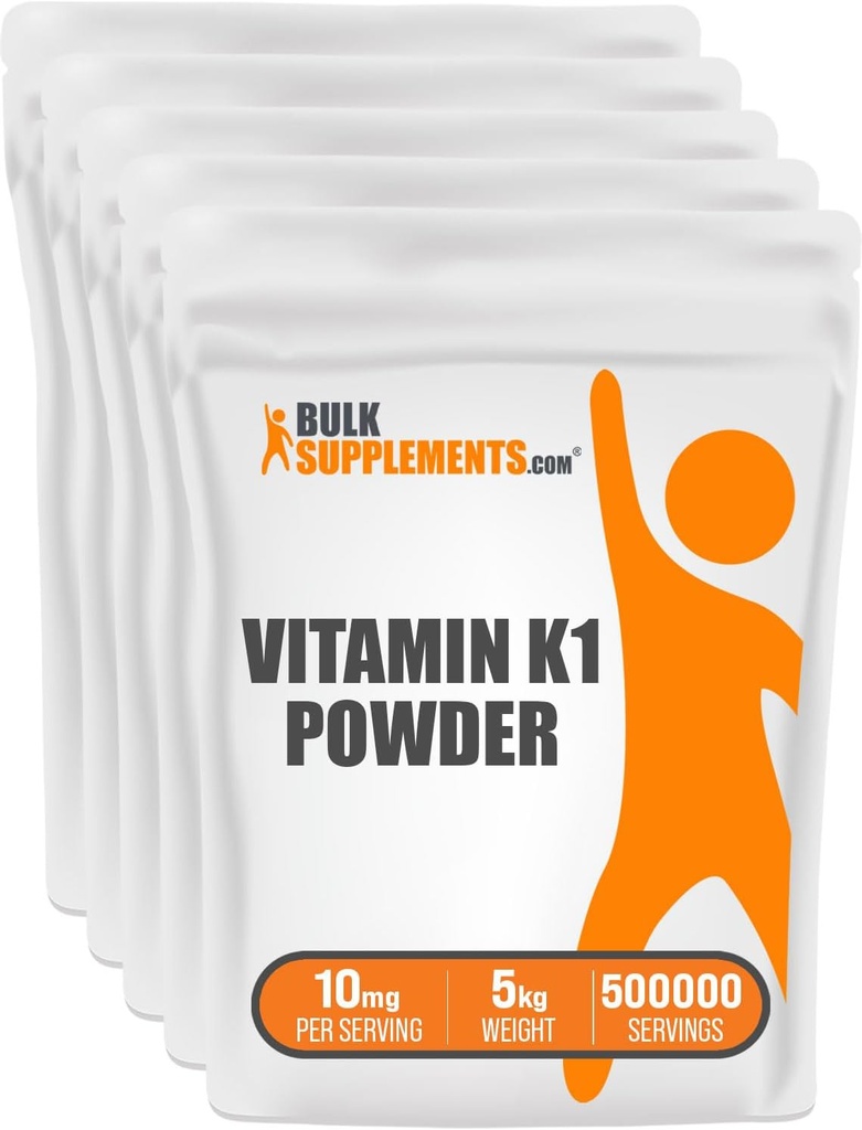 BulkSupplements.com Polvere di vitamina K1 - Supplemento di vitamina K1 per il supporto di salute di Bone e di cuore - Gluten Free, 10mg per porzione, 1kg (2.2 lbs) (Pack of 1)