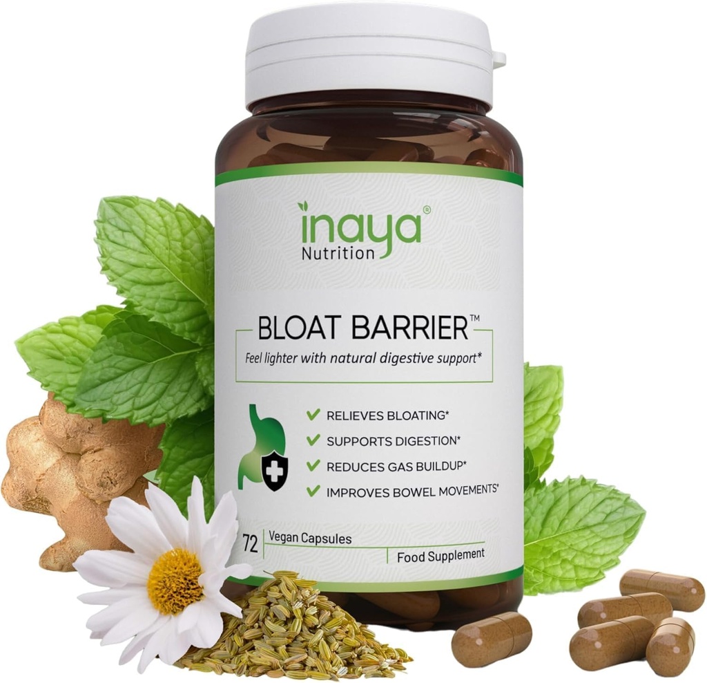 BloatBarrier 72 Kapseln - Natürliche Verdauungs- und Bloating-Ergänzung für Stomach Bloating Relief, Gasreduzierung und verbesserte Bowel-Bewegungen – Vegan, Gut Health Supplements