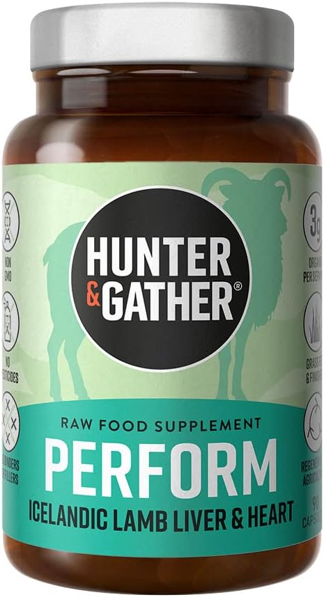 Hunter & Gather Nose to Tail - 90 Perform Capsule | Wild, Grass Fed Islandic Lamb Ancestral Inspired Supplements| Raw Freeze-Dried Lamb | Nessun feed OGM, antibiotici o ormoni