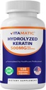 Vitamatic Hydrolyzed Keratin 500mg per Serving - 120 capsule vegetariane - integratori di cheratina per pelli sane e chiodi per adulti