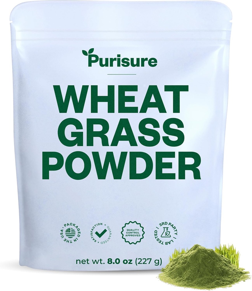 Reinheit Wheatgrass Pulver, 8oz, Weizen Graspulver, Grüne Superfood für Salaten, Smoothie und Shakes, Superfood Pulver reich an Immunität Vitamine, Faser und Mineralstoffe, 76 Servierungen