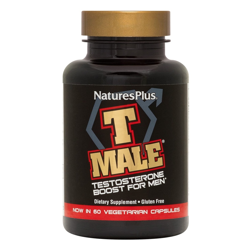NaturesPlus T Männlich - 60 Vegetarische Kapseln - Fördert Muskelaufbau & Stamina, Mood Enhancer - Glutenfrei - 30 Gesamt Servierungen