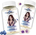 Biotin Gummies per la crescita dei capelli - Biotin Gummies per capelli forti pelle con Multivitamin Sugar Free Vegan Chewable Hair Growth Gummy per le donne Uomini Bambini Mirtillo aromatizzato 60-Day Alimentazione