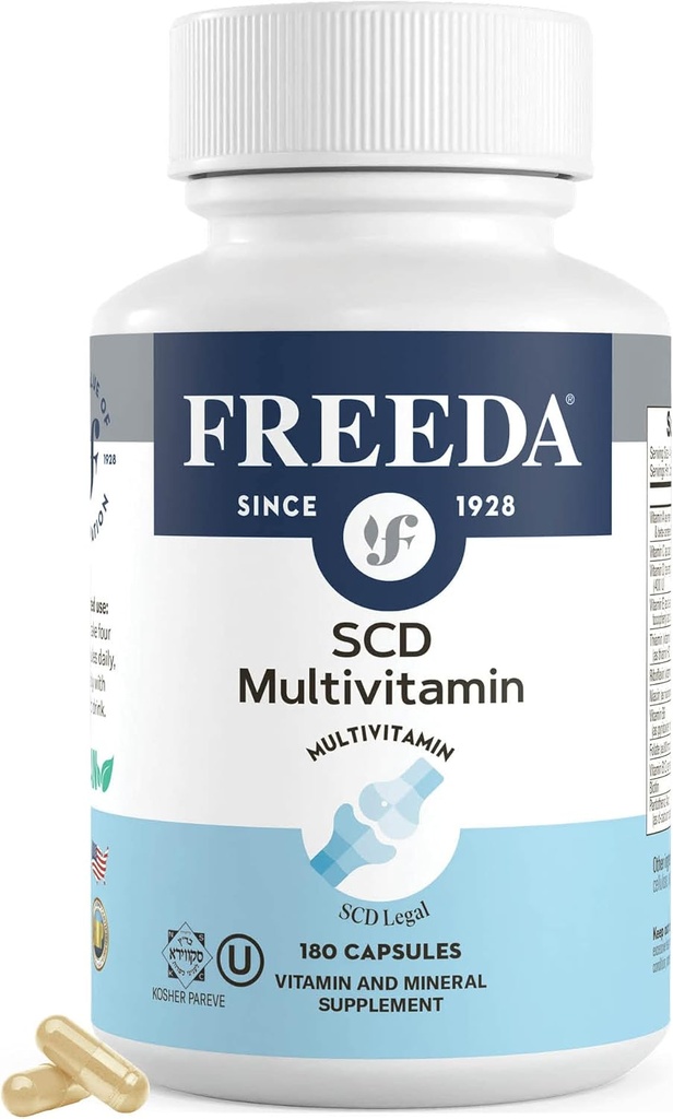 FREEDA SCD Multivitamin – Daily Multivitamin Supplement für Männer und Frauen – Vegan, Glutenfrei, SCD Legal – Kosher Certified Adult Vitamins – Spezifische Kohlenhydrat-Diät Freundlich – 180 Kapseln