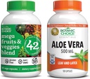 Botanische Wahl Mega Fruits and Veggies Blend (60 Kapseln) + Aloe Vera (180 Kapseln) Bundle - Energy Balance & Superfood Supplement + Verdauungshilfe
