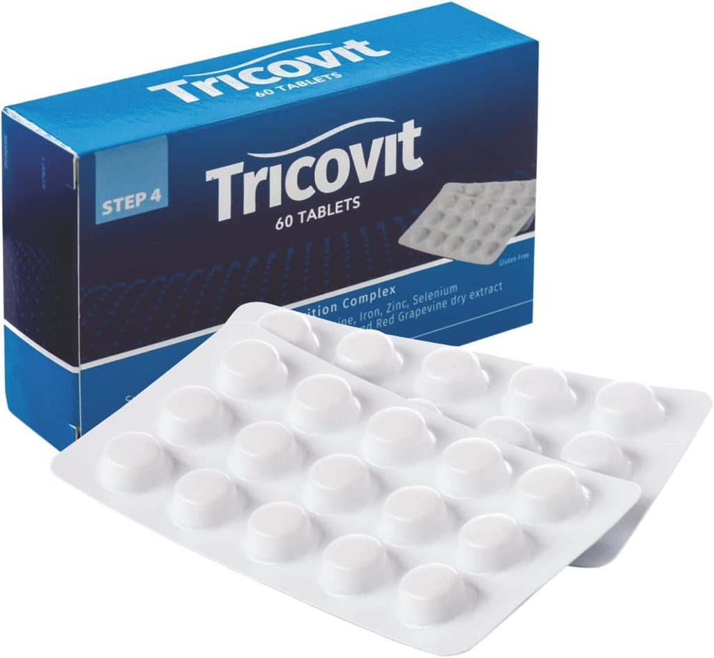 Tricovit Hair Growth Supplement - Vitamine per la salute dei capelli con aminoacidi, minerali e antiossidanti - Dermatologo-Formulato e senza glutine Vitamine e Integratori per le donne e gli uomini (60 compresse)