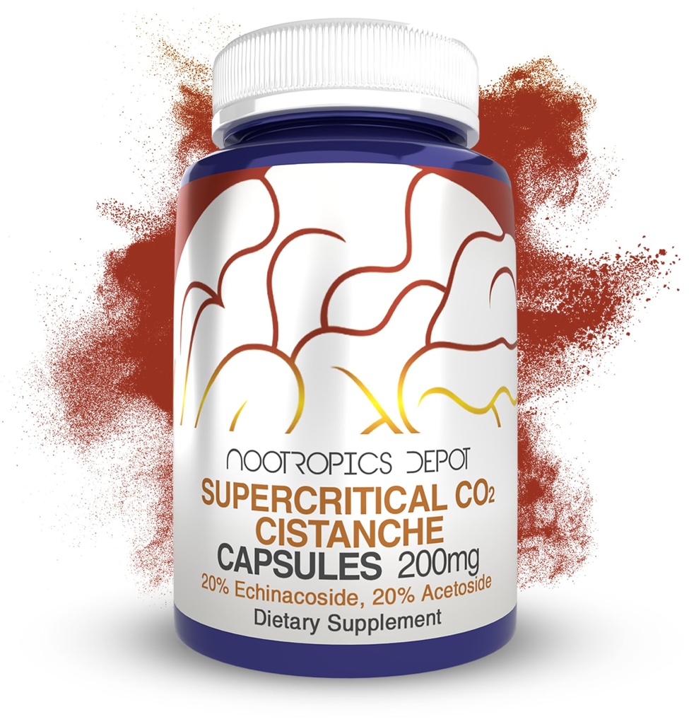 Nootropics Dépôt Cistanche Capsules Supercritiques d'extrait de CO2 , 20% Echinacoside + 20% Verbascoside (acétoside) , 60 Compte