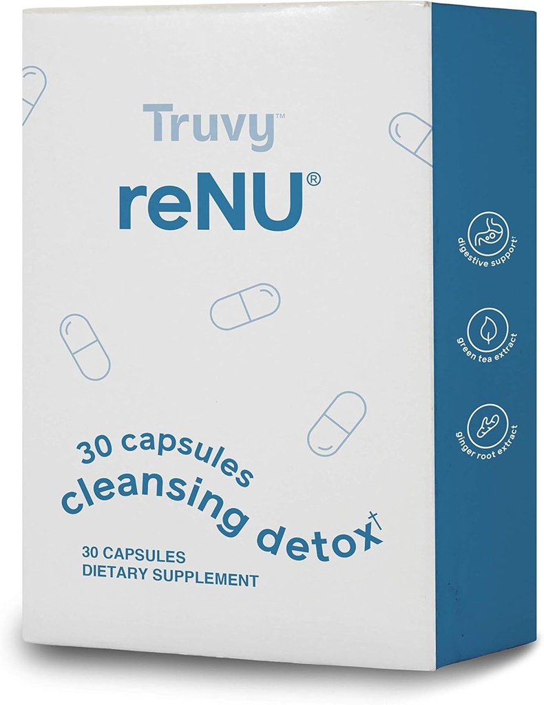 Truvy Renu Detox | 30 Count | Capsule Digestive Support | Supporti Gut Balance & Natural Elimination | Formula a base vegetale per pulizia interna & benessere