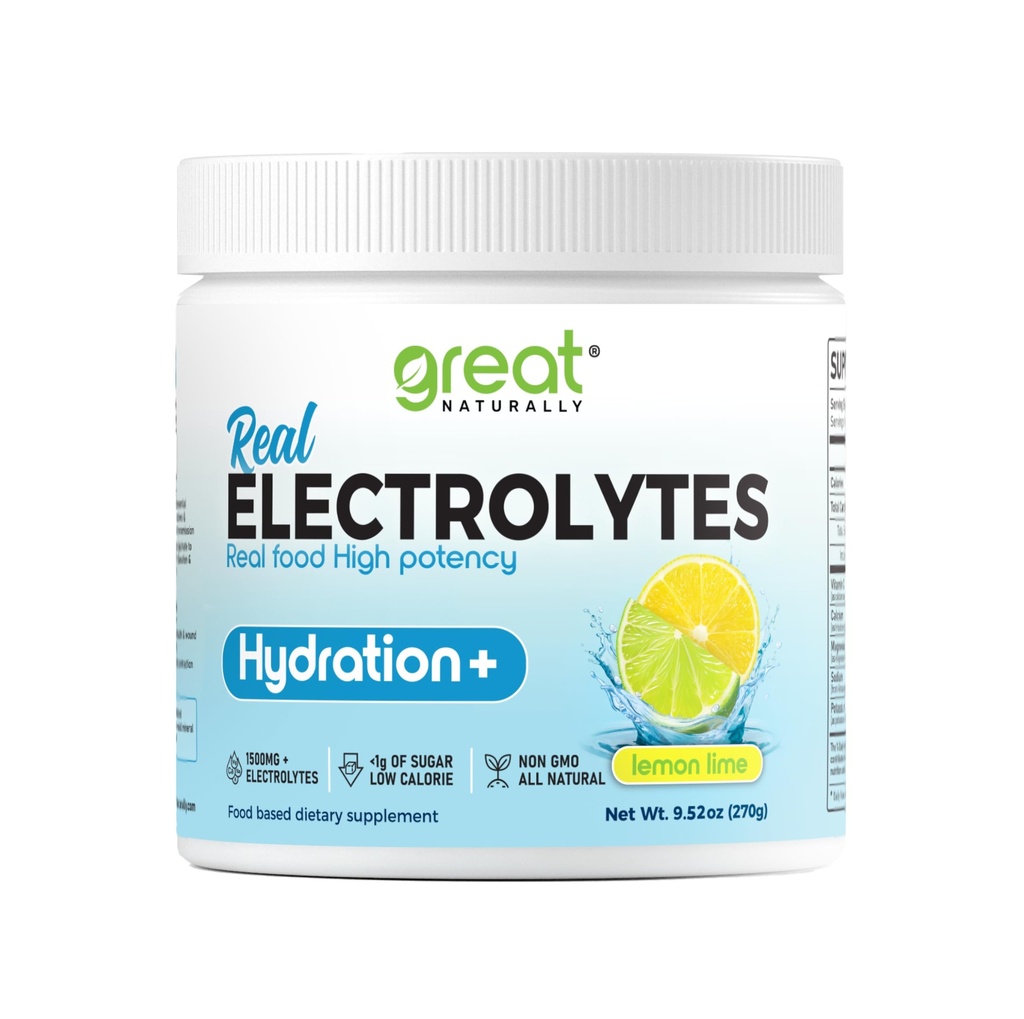 Elektrolyte Pulver Hydration | Real Food High Potency | Lemon Lime 30 Servierungen | High Potency Elektrolyt Pulver | Hydration Drink Mix | Elektrolytische Ergänzung mit Kalium Magnesium Calcium