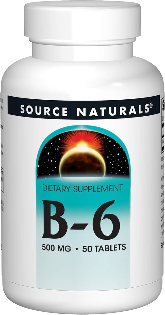 Quelle Naturals Vitamin B-6, 500 mg Immunsystem Unterstützung - 50 Tabletten