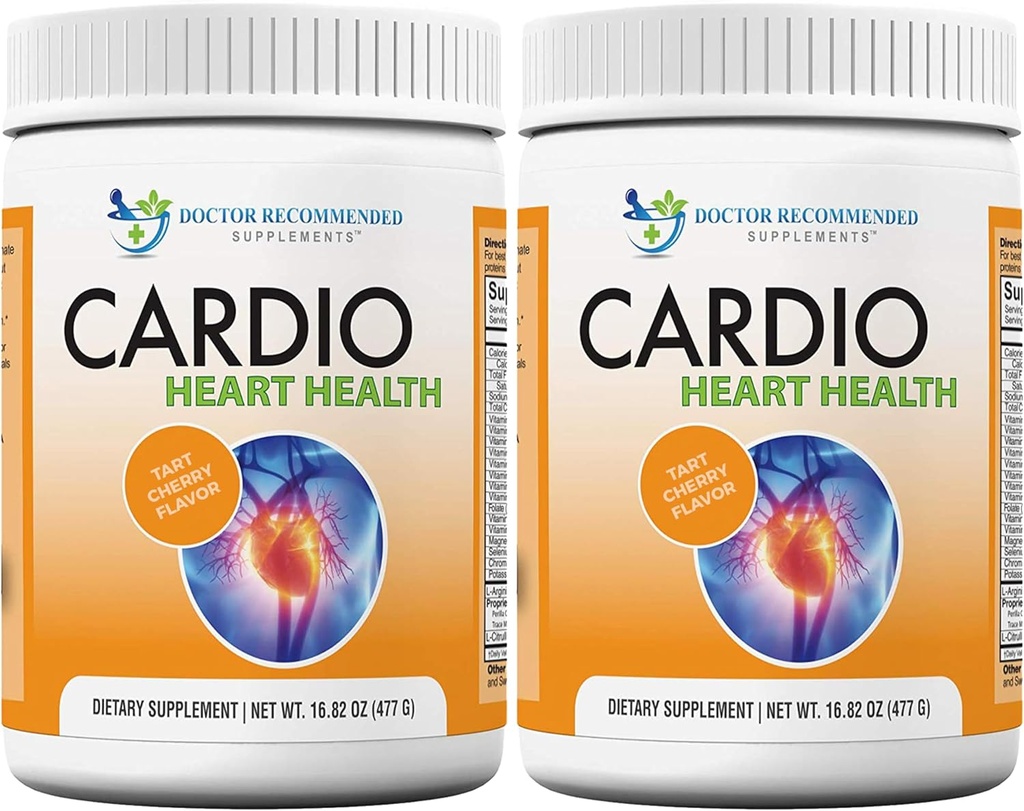 DOCTEUR COMPLÉMENTS COMPLÉMENTS Cardio Heart Health Powder – Supplément L-Arginine 5000mg & L-Citrulline 1000mg, Tart Cherry Flavor (paquet de 2-16,82 oz / 33,64 oz)