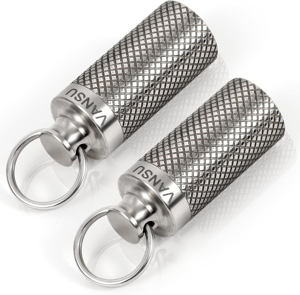 Titan wasserdichte Schlüsselanhänger Pillenhalter Container,Portable Mini Größe Pillenkasten für Outdoor-Reise Camping (2 Pack)