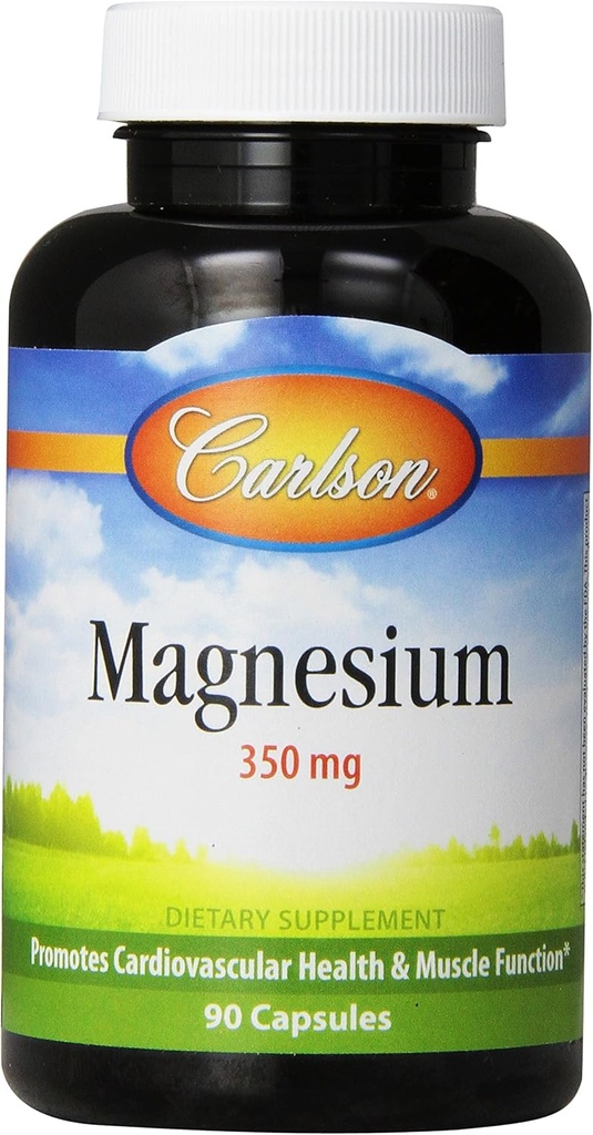 Carlson Magnesium 350 mg, salute del cuore e del muscolo, 90 capsule