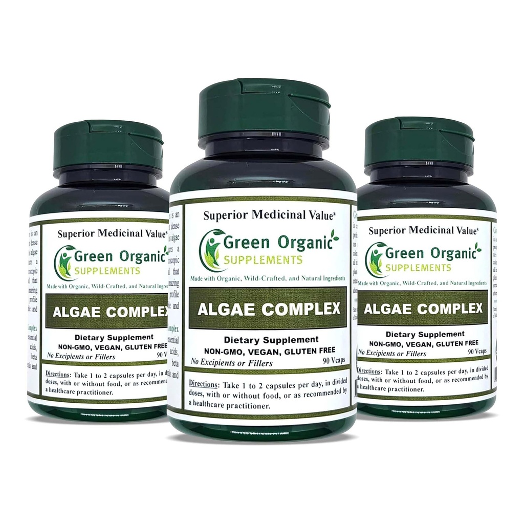 Algen, Fucoidan, Blue Green Algae, Kelp, Bladderwrack, Chlorella, Spirulina, Irish Moss, Dulse, 90 VCaps, High Absorbable, Non-GMO, Gluten-Free (Pack mit 3)