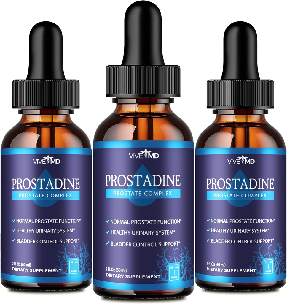 VIVE MD Prostadine gouttes pour la santé de la prostate, problèmes d'urineur Bladder - Prostadine Formule de goutte officielle - Force supplémentaire avec grenade - Avis de prostadine (paquet de 3)