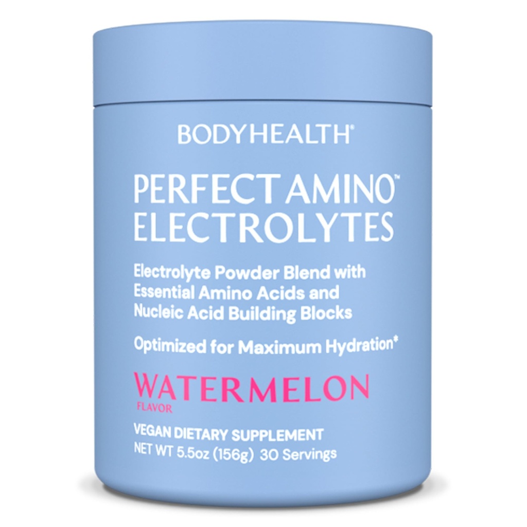 BodyHealth PerfectAmino Electrolytes Polvere No Zucchero, Keto Sugar Free Fasting Electrolytes Drink Mix, Polvere di idratazione con minerali Trace - Watermelon - 30 Serve