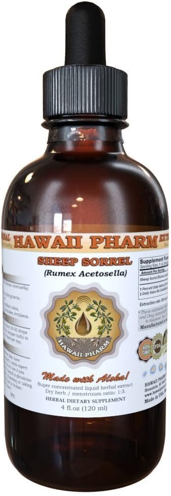 HawaiiPharm Pecora Sorrel Liquid Extract, Organic Sheep Sorrel (Rumex acetosella) Tincture, Integratore di erbe, Made in USA, 2 fl.oz