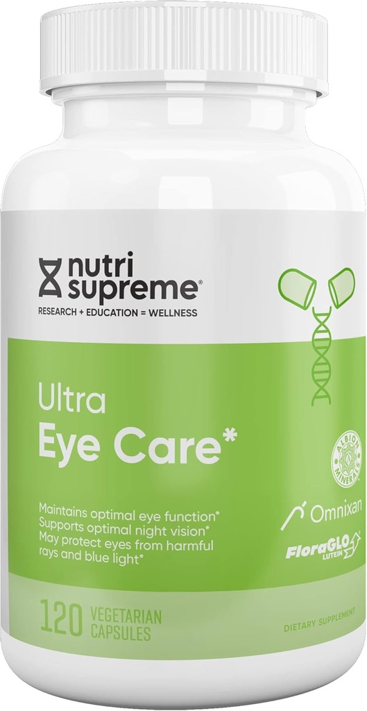 Nutri Supreme Research Ultra Eye Care with Lutein for Eye Health and Wellness, 120 capsules végétariennes, Kosher