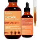 Estratto di liquido curcuma 3 in 1 - Curcumina & Ginger, pepe nero - Integratore naturale di erbe - Tintura di Booster immunitario e del cervello (2 FL OZ)