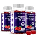 Mélatonine sans sucre vitamatique 30mg par gummy - 60 portions - 60 gummes végétariens - Supplément de formation non habit (60 comtes (paquet de 3))