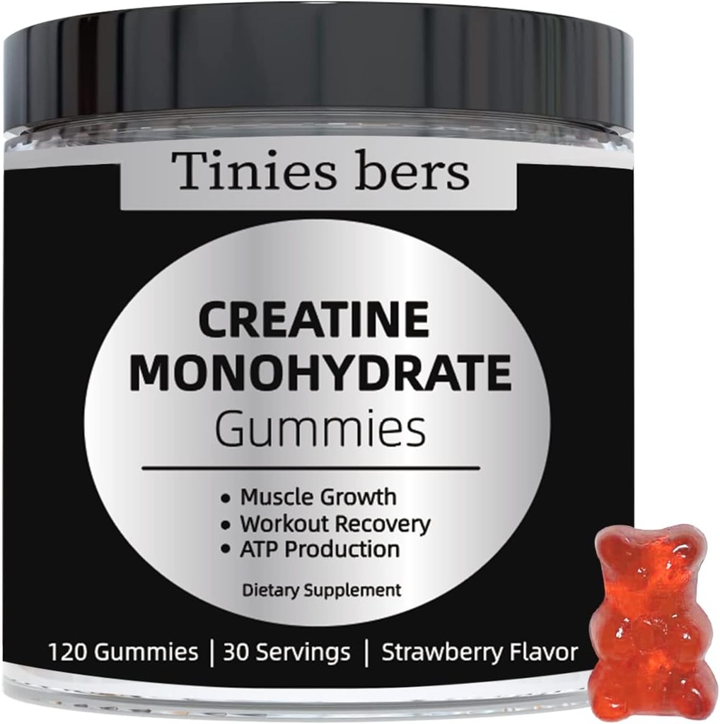 Kreatin Monohydrat-Gummien für Männer & Frauen 5g, Sugar Free Chewable Creatine für Muskelaufbau & Stärke, ATP Energie, Muskelrückgewinnung, Gehirngesundheit, Glutenfrei, Non-GMO, 99% absorbiert, 30 Portionen