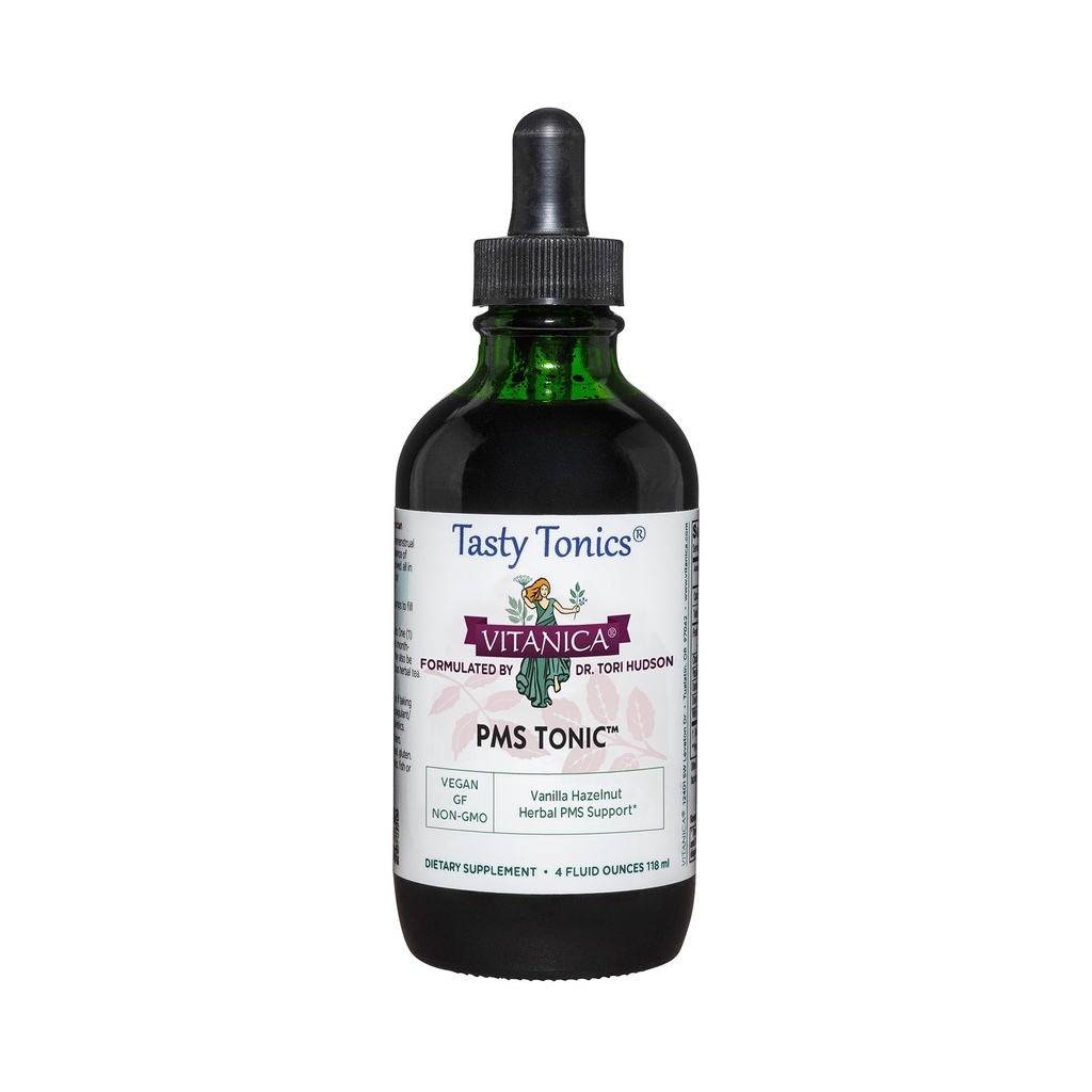 Vitanica PMS Tonic, Premenstrual Support and Relief, Saint Johns Wort, Dong Quai, Chaste Tree Berry, Wild Yam et plus, Vegan, 4 Ounce