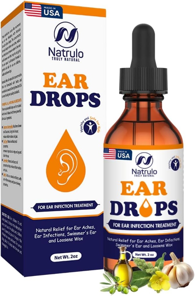 Natürliche Ohr Tropfen für die Ohren Infektion – Kräuter Eardrops für Erwachsene, Kinder & Haustiere – Beruhigt Unglück, Ohren, juckende Ohren, Swimmer's Ear, & Loosens Wax – Kids Safe Ear Oil Made in USA (2 Oz)