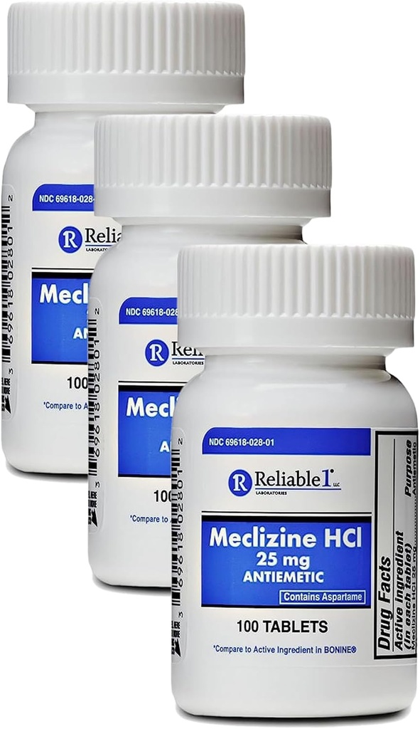 Meclizine HCL 25mg 100 Tabletten (1 Flasche) (Pack von 3)