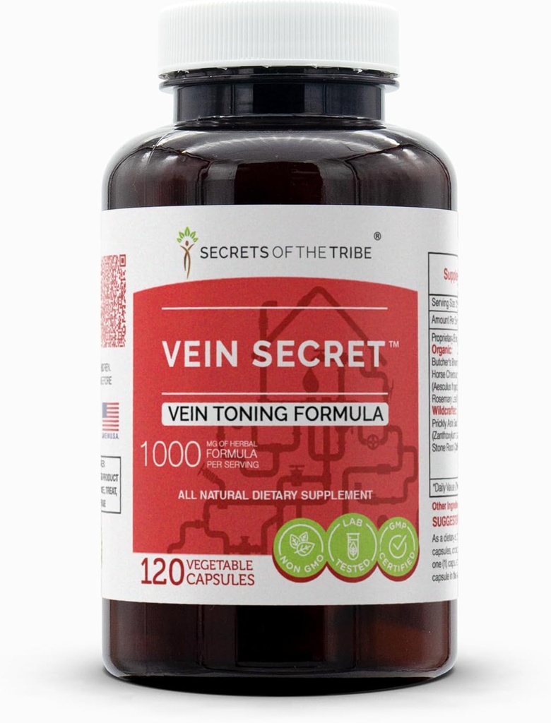 Secrets of the Tribe - Vein Secret, Vein Tonnig Formula, Herbal Supplement Blend (120 capsule)