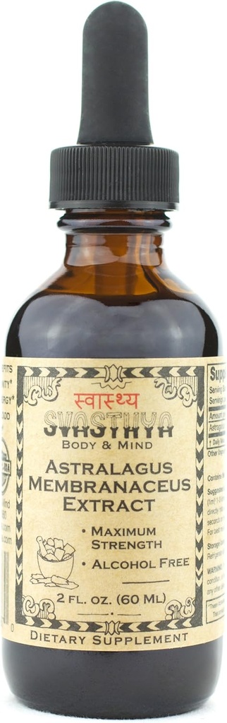 SVASTHYA BODY & MIND Astragalus Membranaceus Liquid Extract - Boosts Immune System & Mental Clarity, Natural Healing & Stress Relief, Made In the USA, GMP, 2 oz