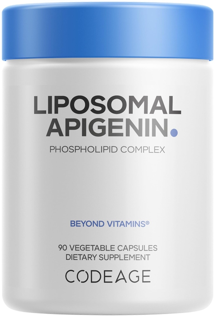 Codeage Liposomal Apigenin Supplemento, 3 mesi di alimentazione, Daily Flavonoid Chamomile Extract, Liposomal Phospholipid Complex, Non OGM olio di girasole, Phosphatidylcholine Vegan Blend, senza glutine, 90 conte