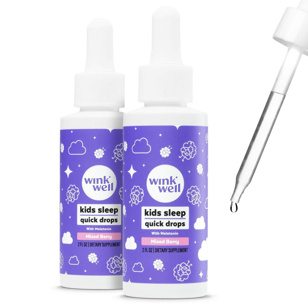Wink Bene bambini gocce di melatonina liquida, gocce di melatonina naturale per i bambini con 1 mg per la dose di melatonina liquida per i bambini, senza farmaci e non-Habit formando (2 pacchetto)