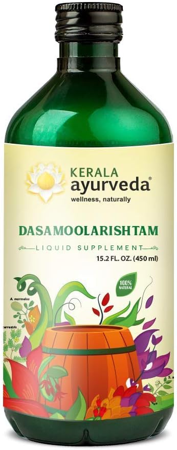 Kerala Ayurveda Dasamoolarishtam - Supplemento liquido ayurvedico per la digestione sana, energia bilanciata e respirazione sana, 15.21 Fl Oz