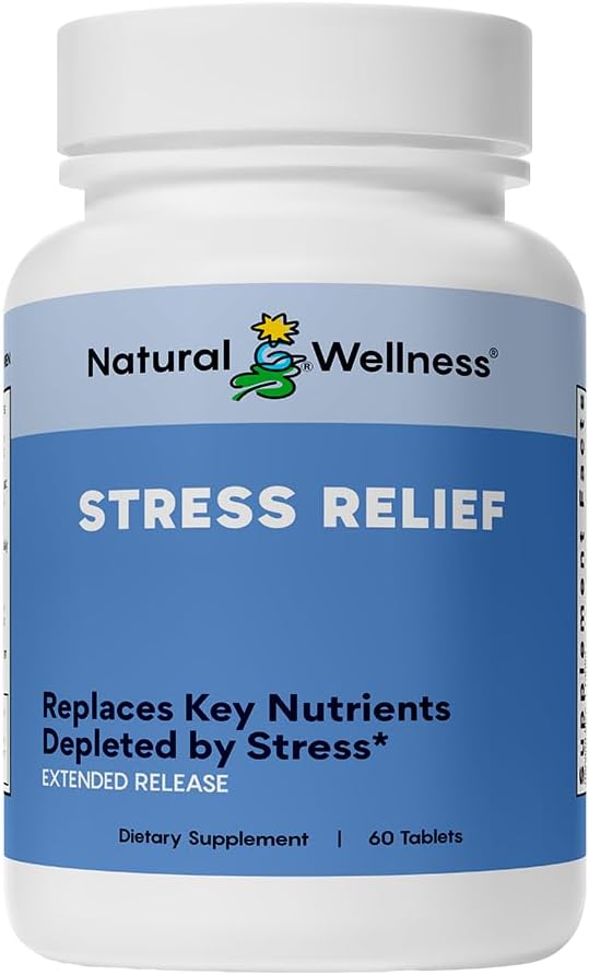 Natural Wellness Stress Relief – Erweiterte Freisetzung Formel mit Magnesium, Valerian, Hops & Skullcap –Promotes Beruhigung, Fokus, Entspannung & Energie Balance – Natürliche Schlafhilfe & Angsthilfe – 60 Tabletten