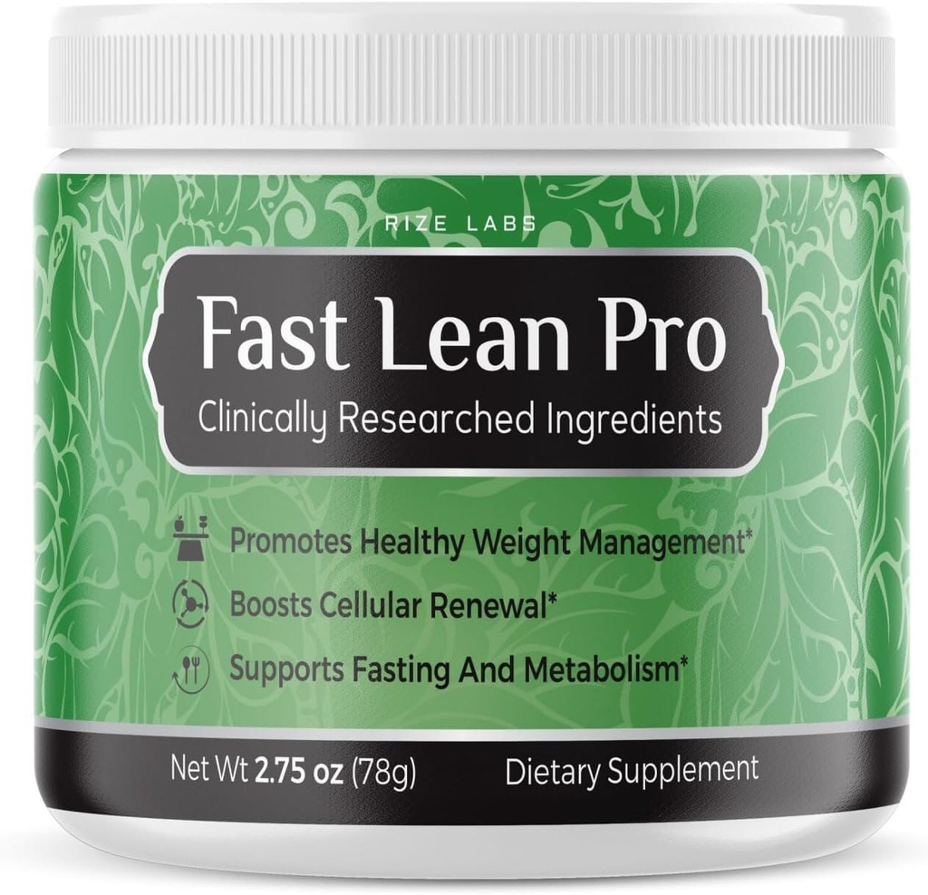 rize labs Fast Lean Pro Advanced Formula Supplement Hydration BCAA Drink Capsules in a Jar, Easy to Scoop and Tastes Great (30 Servings)