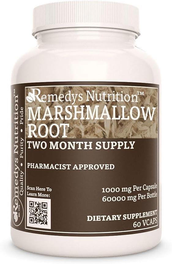 La nutrition de Remedy Marshmallow Root, 1000 mg, 60 Capsules Vegan Complément alimentaire à base de plantes