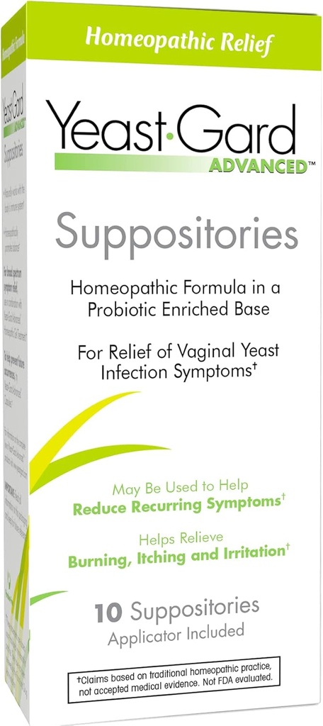YeastGard Advanced Homeopathic Yeast Infection Vaginal Suppositories - 10 Count Box