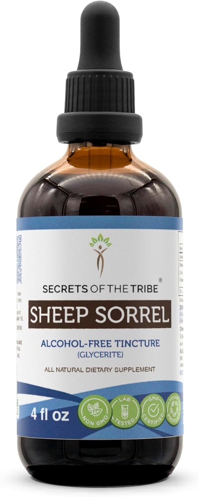 Sheep Sorrel Tincture Alkoholfreie Extrakt, Sheep Sorrel (Rumex Acetosella) Getrocknete Kräuterzusatz 4 oz