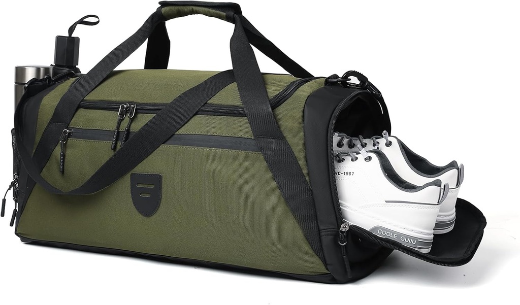 Gym Duffle Bags für Männer und Frauen, große Duffle Bag für Männer Reisen, Weekend Overnight Bag mit Schuh Compartment & Wet Pocket, Wasserbeständige Sport Duffle Bag Gymbag A-TD-003-Green