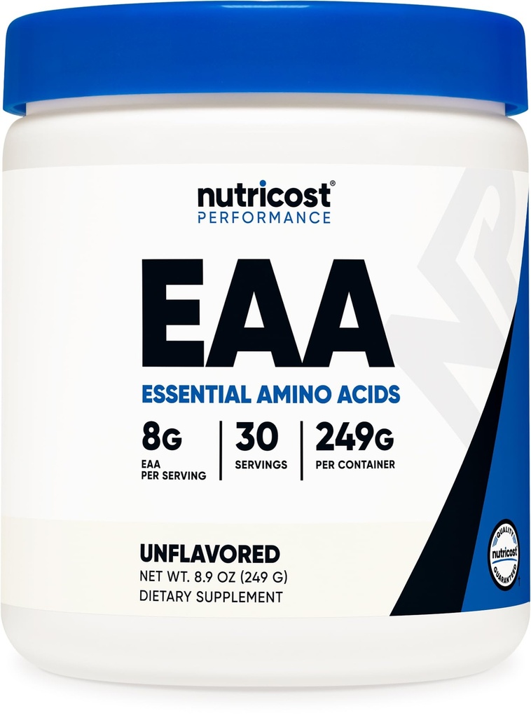 Nutricost EAA Powder 30 Servings (Unflavored) - Essential Amino Acids - Non-GMO, Gluten Free, Vegetarian Friendly