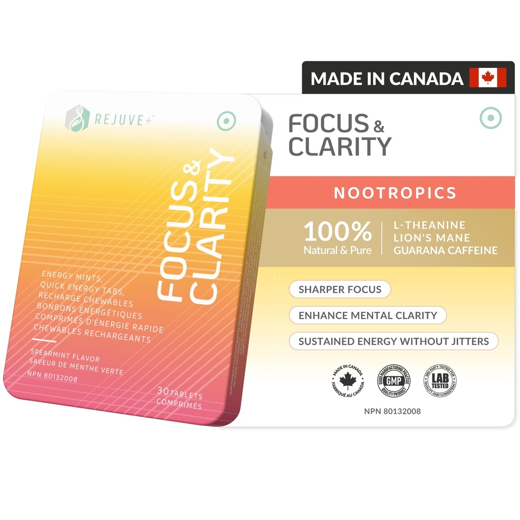Focus & Clarity Nootropic Supplement – Brian Boost | L-teanina, caffeina, Lion’s Mane, Magnesio, Vitamina B6 & B12 | Brain Support, Memoria, Focus & Energy | Mint Flavor (30 Chewables) (1)