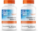 Doctor's BEST Vitamin D3 5000IU, Non-GMO, Gluten & Soy Free, Regulate Immunfunktion, Unterstützt gesunde Knochen, Weiß, Kein Geschmack, 180 Count (Pack von 2)