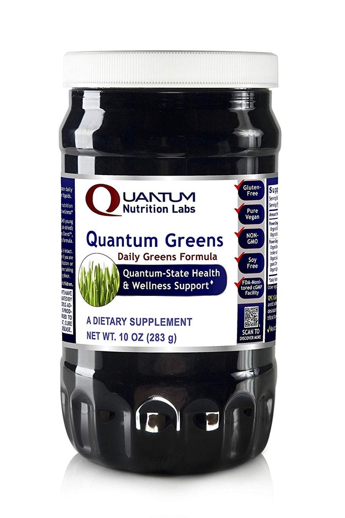 Quantum Nutrition Labs Quantum Bio Greens- Super Greens Poudre, Greens Superfood Poudre pour boissons, Jus vert, Soutien nutritionnel, Supergreens pour les hommes et les femmes, Épinards, Alfalfa, Chlorella - 10 oz
